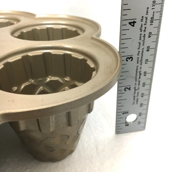 NORDIC WARE Retired Gold Color Ice Cream Cone 6 Cupcake Baking Pan - Picture 9 of 10